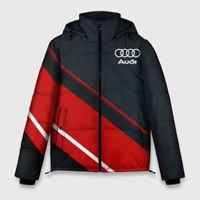 Мужская зимняя куртка 3D с принтом Audi sport red в Санкт-Петербурге, верх — 100% полиэстер; подкладка — 100% полиэстер; утеплитель — 100% полиэстер | длина ниже бедра, свободный силуэт Оверсайз. Есть воротник-стойка, отстегивающийся капюшон и ветрозащитная планка. 

Боковые карманы с листочкой на кнопках и внутренний карман на молнии. | audi | auto | sport | авто | автомобиль | автомобильные | ауди | бренд | марка | машины | спорт