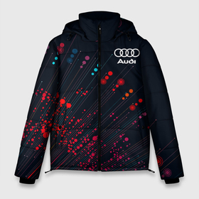 Мужская зимняя куртка 3D с принтом Audi капли красок в Санкт-Петербурге, верх — 100% полиэстер; подкладка — 100% полиэстер; утеплитель — 100% полиэстер | длина ниже бедра, свободный силуэт Оверсайз. Есть воротник-стойка, отстегивающийся капюшон и ветрозащитная планка. 

Боковые карманы с листочкой на кнопках и внутренний карман на молнии. | audi | auto | sport | авто | автомобиль | автомобильные | ауди | бренд | марка | машины | спорт