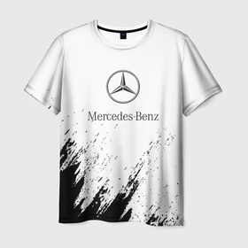 Мужская футболка 3D с принтом [Mercedes Benz]   White texture , 100% полиэфир | прямой крой, круглый вырез горловины, длина до линии бедер | amg | mercedes | mercedesamg gt | sport | амг | мерседес | мерседесбенц амг | спорт