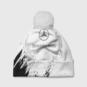 Шапка 3D c помпоном с принтом [Mercedes Benz]   White texture , 100% полиэстер | универсальный размер, печать по всей поверхности изделия | amg | mercedes | mercedesamg gt | sport | амг | мерседес | мерседесбенц амг | спорт