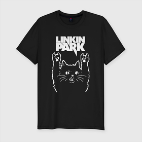 Мужская футболка хлопок Slim с принтом Linkin Park, Линкин Парк, Рок кот в Петрозаводске, 92% хлопок, 8% лайкра | приталенный силуэт, круглый вырез ворота, длина до линии бедра, короткий рукав | bennington | chester | chester bennington | linkin | linkin park | music | park | rock | бенингтон | кот | линкин | линкин парк | музыка | парк | рок | роккот | честер | честер беннингтон