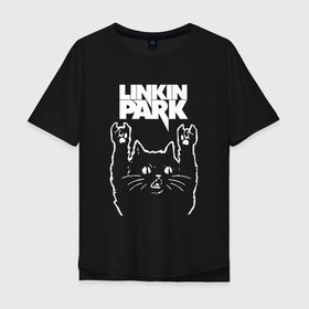 Мужская футболка хлопок Oversize с принтом Linkin Park, Линкин Парк, Рок кот в Курске, 100% хлопок | свободный крой, круглый ворот, “спинка” длиннее передней части | Тематика изображения на принте: bennington | chester | chester bennington | linkin | linkin park | music | park | rock | бенингтон | кот | линкин | линкин парк | музыка | парк | рок | роккот | честер | честер беннингтон