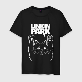 Мужская футболка хлопок с принтом Linkin Park, Линкин Парк, Рок кот в Курске, 100% хлопок | прямой крой, круглый вырез горловины, длина до линии бедер, слегка спущенное плечо. | Тематика изображения на принте: bennington | chester | chester bennington | linkin | linkin park | music | park | rock | бенингтон | кот | линкин | линкин парк | музыка | парк | рок | роккот | честер | честер беннингтон