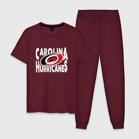 Мужская пижама хлопок с принтом Каролина Харрикейнз, Carolina Hurricanes , 100% хлопок | брюки и футболка прямого кроя, без карманов, на брюках мягкая резинка на поясе и по низу штанин
 | Тематика изображения на принте: carolina | carolina hurricanes | hockey | hurricanes | nhl | usa | каролина | каролина харрикейнз | нхл | спорт | сша | харрикейнз | хоккей | шайба