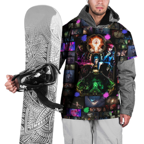 Накидка на куртку 3D с принтом АРКЕЙН | collage , 100% полиэстер |  | arcane | collage | jinx | абстракция | аркейн | брызги краски | граффити | джинкс | неон
