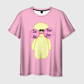 Мужская футболка 3D с принтом Лалафан в Кировске, 100% полиэфир | прямой крой, круглый вырез горловины, длина до линии бедер | lalafanfan | лалафан | лалафан на розовом | лалафанфан | утка лалафан | утка лалафанфан | уточка лалафания | уточка лалафанфан