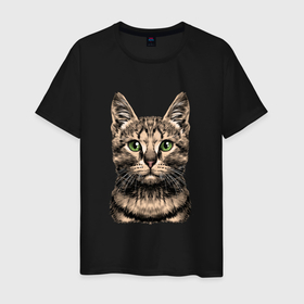 Мужская футболка хлопок с принтом Нарисованный бенгальский кот в Екатеринбурге, 100% хлопок | прямой крой, круглый вырез горловины, длина до линии бедер, слегка спущенное плечо. | bengal cat | cat | бенгальский кот | животные | кошка