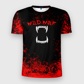 Мужская футболка 3D Slim с принтом Red wild wolf | Красный дикий волк в Екатеринбурге, 100% полиэстер с улучшенными характеристиками | приталенный силуэт, круглая горловина, широкие плечи, сужается к линии бедра | red wild wolf | wild | wild wolf | wolf | волк | волки | дикий | дикий волк | зверь | зубы | зубы волка | клыки | клыки волка | красное | красный дикий волк | пасть | пасть волка | челюсть