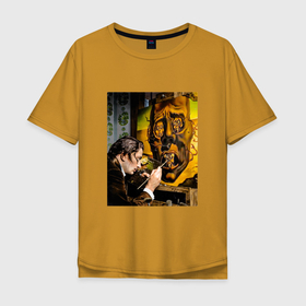 Мужская футболка хлопок Oversize с принтом The face of war DALI в Екатеринбурге, 100% хлопок | свободный крой, круглый ворот, “спинка” длиннее передней части | art | dali | poster | искусство | картины