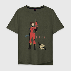 Мужская футболка хлопок Oversize с принтом PREY 18+ , 100% хлопок | свободный крой, круглый ворот, “спинка” длиннее передней части | horror | prey | space | космический корабль | космос | прей | прэй | страшная игра | ужастик | шутер