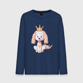 Мужской лонгслив хлопок с принтом собачка с короной в Тюмени, 100% хлопок |  | корона | пес | песик | собака | собачка