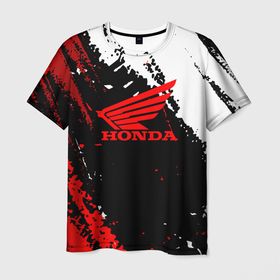 Мужская футболка 3D с принтом Honda Logo Auto. в Санкт-Петербурге, 100% полиэфир | прямой крой, круглый вырез горловины, длина до линии бедер | honda | sport | авто | автомобиль | бренд | марка | спорт | хонда
