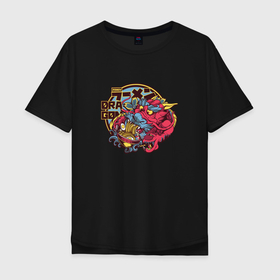 Мужская футболка хлопок Oversize с принтом Dragon Ramen в Санкт-Петербурге, 100% хлопок | свободный крой, круглый ворот, “спинка” длиннее передней части | anime | аниме | вкусный | дракон | еда | китай | лапша | рамен | япония