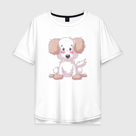 Мужская футболка хлопок Oversize с принтом Маленький милый песик в Курске, 100% хлопок | свободный крой, круглый ворот, “спинка” длиннее передней части | пес | песик | собака | собачка | щенок