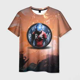 Мужская футболка 3D с принтом PREY LOGO в Екатеринбурге, 100% полиэфир | прямой крой, круглый вырез горловины, длина до линии бедер | Тематика изображения на принте: horror | prey | space | космический корабль | космос | прей | прэй | страшная игра | ужастик | шутер