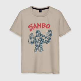 Мужская футболка хлопок с принтом Самбо горилла в ярости в Белгороде, 100% хлопок | прямой крой, круглый вырез горловины, длина до линии бедер, слегка спущенное плечо. | Тематика изображения на принте: sambist | sambo | боевое самбо | боевые искусства | борьба | всероссийская федерация самбо | горилла | единоборство | кимано | обезьяна | самбист | самбо | самозащита без оружия | спорт