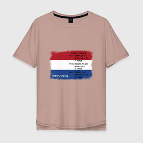 Мужская футболка хлопок Oversize с принтом Для дизайнера. Флаг Нидерландов. в Курске, 100% хлопок | свободный крой, круглый ворот, “спинка” длиннее передней части | Тематика изображения на принте: color codes | flags | nitherlands | амсте | белый | в подарок | голландия | для дизайнера | красный | нидерланды | патриотизм | патриотичный | подарок дизайнеру | подарок иллюстратору | профессия дизайнер