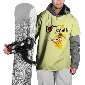 Накидка на куртку 3D с принтом Я Люблю Tennis в Тюмени, 100% полиэстер |  | tennis | корт | мячик | ракетки | спортсменка | теннис | теннисистка | я люблю теннис