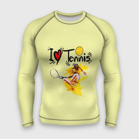 Мужской рашгард 3D с принтом Я Люблю Tennis в Тюмени,  |  | tennis | корт | мячик | ракетки | спортсменка | теннис | теннисистка | я люблю теннис