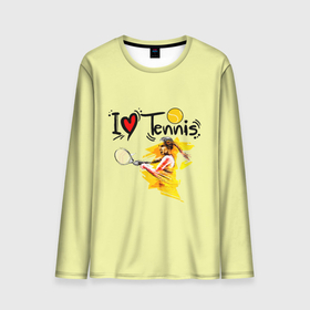 Мужской лонгслив 3D с принтом Я Люблю Tennis в Тюмени, 100% полиэстер | длинные рукава, круглый вырез горловины, полуприлегающий силуэт | tennis | корт | мячик | ракетки | спортсменка | теннис | теннисистка | я люблю теннис