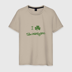 Мужская футболка хлопок с принтом St Patricks Day Shenanigans в Белгороде, 100% хлопок | прямой крой, круглый вырез горловины, длина до линии бедер, слегка спущенное плечо. | день патрика | зеленоватый | зеленый день | зелень | ирландия | леприкон | патрик | святой патрик | трелистник | трехлистник | тровяной