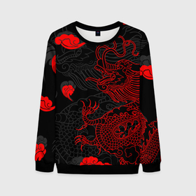 Мужской свитшот 3D с принтом Дракон | Китайский дракон в Курске, 100% полиэстер с мягким внутренним слоем | круглый вырез горловины, мягкая резинка на манжетах и поясе, свободная посадка по фигуре | chinese dragon | dhina dragon | dragon | азиатский дракон | восточный дракон | дракон | китайские драконы | китайский дракон | красный дракон | облака | традиционный китайский дракон | японский дракон