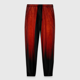 Мужские брюки 3D с принтом Красный хоррор в Белгороде, 100% полиэстер | манжеты по низу, эластичный пояс регулируется шнурком, по бокам два кармана без застежек, внутренняя часть кармана из мелкой сетки | деревья | красное | лес | мрак | мрачное | ужасы