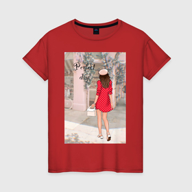 Женская футболка хлопок с принтом Девушка в Париже в Кировске, 100% хлопок | прямой крой, круглый вырез горловины, длина до линии бедер, слегка спущенное плечо | девушка | иллюстрация | исскуство | милан | мода | модныйпринт | париж | рисунок