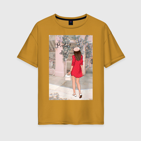 Женская футболка хлопок Oversize с принтом Девушка в Париже в Новосибирске, 100% хлопок | свободный крой, круглый ворот, спущенный рукав, длина до линии бедер
 | девушка | иллюстрация | исскуство | милан | мода | модныйпринт | париж | рисунок