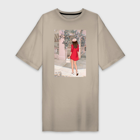 Платье-футболка хлопок с принтом Девушка в Париже в Петрозаводске,  |  | девушка | иллюстрация | исскуство | милан | мода | модныйпринт | париж | рисунок