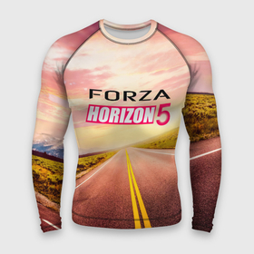 Мужской рашгард 3D с принтом Закат  Forza Horizon 5 ,  |  | forza horizon 5 | горы | дорога | закат | игра | небо | облака | пейзаж