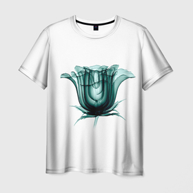 Мужская футболка 3D с принтом Сквозь свет: зеленый цветок в Санкт-Петербурге, 100% полиэфир | прямой крой, круглый вырез горловины, длина до линии бедер | весна | зеленый | изумруд | изумрудный | краски природы | лето | малахит | природа | цветение | цветы