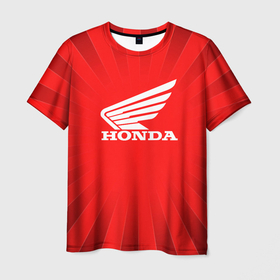 Мужская футболка 3D с принтом Honda красные линии в Санкт-Петербурге, 100% полиэфир | прямой крой, круглый вырез горловины, длина до линии бедер | honda | sport | авто | автомобиль | бренд | марка | спорт | хонда