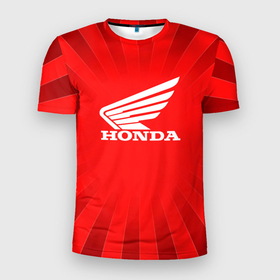 Мужская футболка 3D Slim с принтом Honda красные линии в Санкт-Петербурге, 100% полиэстер с улучшенными характеристиками | приталенный силуэт, круглая горловина, широкие плечи, сужается к линии бедра | honda | sport | авто | автомобиль | бренд | марка | спорт | хонда