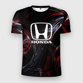 Мужская футболка 3D Slim с принтом Honda разводы в Новосибирске, 100% полиэстер с улучшенными характеристиками | приталенный силуэт, круглая горловина, широкие плечи, сужается к линии бедра | honda | sport | авто | автомобиль | бренд | марка | спорт | хонда