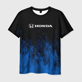 Мужская футболка 3D с принтом Honda огонь в Белгороде, 100% полиэфир | прямой крой, круглый вырез горловины, длина до линии бедер | Тематика изображения на принте: honda | sport | авто | автомобиль | бренд | марка | спорт | хонда