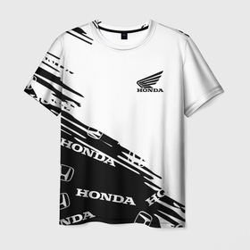 Мужская футболка 3D с принтом Honda sport pattern в Петрозаводске, 100% полиэфир | прямой крой, круглый вырез горловины, длина до линии бедер | honda | sport | авто | автомобиль | бренд | марка | спорт | хонда