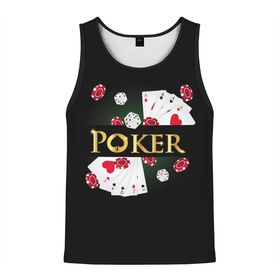 Мужская майка 3D с принтом Покер (POKER) , 100% полиэстер | круглая горловина, приталенный силуэт, длина до линии бедра. Пройма и горловина окантованы тонкой бейкой | 777 | cards | casino | chips | flash | fortune | game | joker | luck | omaha | poker | roulette | straight | texas holdem | tournament | азарт | джокер | игра | казино | карты | масти | омаха | покер | рулетка | стрит | техасский холдэм | турнир | удача |