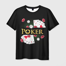 Мужская футболка 3D с принтом Покер (POKER) в Екатеринбурге, 100% полиэфир | прямой крой, круглый вырез горловины, длина до линии бедер | 777 | cards | casino | chips | flash | fortune | game | joker | luck | omaha | poker | roulette | straight | texas holdem | tournament | азарт | джокер | игра | казино | карты | масти | омаха | покер | рулетка | стрит | техасский холдэм | турнир | удача |