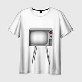Мужская футболка 3D с принтом Старый телевизор в Екатеринбурге, 100% полиэфир | прямой крой, круглый вырез горловины, длина до линии бедер | Тематика изображения на принте: crt | кинескоп | ламповый | ретро | телевизор