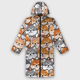 Дождевик унисекс 3D с принтом Веселые shiba inu в городе Новоалтайск,  |  | doodle | doodle shiba inu | shiba inu | акита ину | дудл | дудл сиба ину | паттерн | пес | песики | сиба ину | собака | собачки