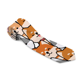 Галстук 3D с принтом Веселые shiba inu в Тюмени, 100% полиэстер | Длина 148 см; Плотность 150-180 г/м2 | Тематика изображения на принте: doodle | doodle shiba inu | shiba inu | акита ину | дудл | дудл сиба ину | паттерн | пес | песики | сиба ину | собака | собачки