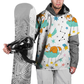 Накидка на куртку 3D с принтом Спящие лисята в Тюмени, 100% полиэстер |  | doodle | fox | little fox | дудл | звездочки | звезды | лис | лисенок | лисенок на облаке | лисята | милое создание | рисунок лисы | рыжая лиса | спящий лис