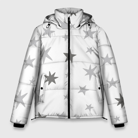 Мужская зимняя куртка 3D с принтом Звездочки stars в Тюмени, верх — 100% полиэстер; подкладка — 100% полиэстер; утеплитель — 100% полиэстер | длина ниже бедра, свободный силуэт Оверсайз. Есть воротник-стойка, отстегивающийся капюшон и ветрозащитная планка. 

Боковые карманы с листочкой на кнопках и внутренний карман на молнии. | doodle | stars | дудл | звездочки | звезды | паттерн звезд | рисованные звезды