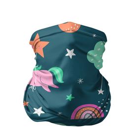 Бандана-труба 3D с принтом Летающий единорог в Санкт-Петербурге, 100% полиэстер, ткань с особыми свойствами — Activecool | плотность 150‒180 г/м2; хорошо тянется, но сохраняет форму | doodle | дудл | единорог | звездочка | летающий единорог | лошадка | облако | пони | радуга | спящий единорог