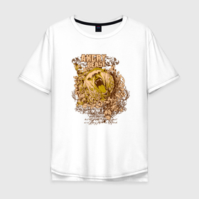 Мужская футболка хлопок Oversize с принтом Angry beast в Тюмени, 100% хлопок | свободный крой, круглый ворот, “спинка” длиннее передней части | beast | fangs | hype | jaw | muzzle | predator | зверь | клыки | медведь | пасть | хайп | хищник