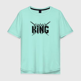 Мужская футболка хлопок Oversize с принтом King , 100% хлопок | свободный крой, круглый ворот, “спинка” длиннее передней части | контур | король | корона | мечи | надпись