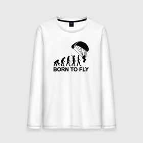 Мужской лонгслив хлопок с принтом Рожденный летать в Курске, 100% хлопок |  | skydiver | парашют | парашютист | парашютный спорт | прыжкануть | прыжок с парашютом | скайдайвинг | спорт | спортсмен