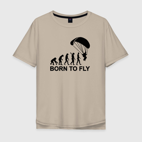 Мужская футболка хлопок Oversize с принтом Рожденный летать в Курске, 100% хлопок | свободный крой, круглый ворот, “спинка” длиннее передней части | skydiver | парашют | парашютист | парашютный спорт | прыжкануть | прыжок с парашютом | скайдайвинг | спорт | спортсмен