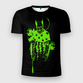 Мужская футболка 3D Slim с принтом The Prodigy   зеленый Флинт в Белгороде, 100% полиэстер с улучшенными характеристиками | приталенный силуэт, круглая горловина, широкие плечи, сужается к линии бедра | the prodigy | бигбит | британия | кит флинт | продиджи | электронная музыка
